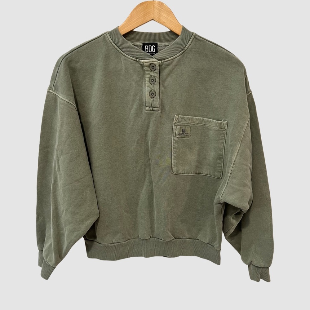 BDG Green Cotton Crew Neck Dolman Sleeve Pullover Sweater XS